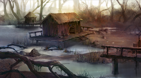 r169 457x255 3088 Swamp village 2d fantasy village swamp picture image digital art